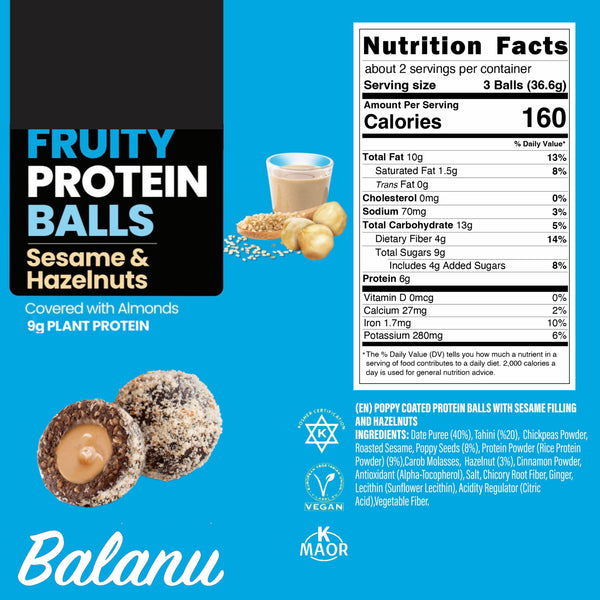 Fruity Protein-Bällchen mit Tahin & Haselnüssen 110 Gr x 6