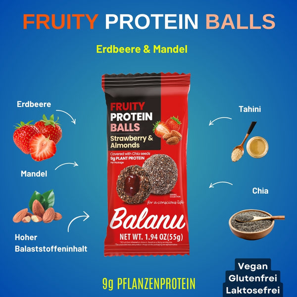 Protein Bällchen Erdbeere & Mandeln 55 Gr x 6