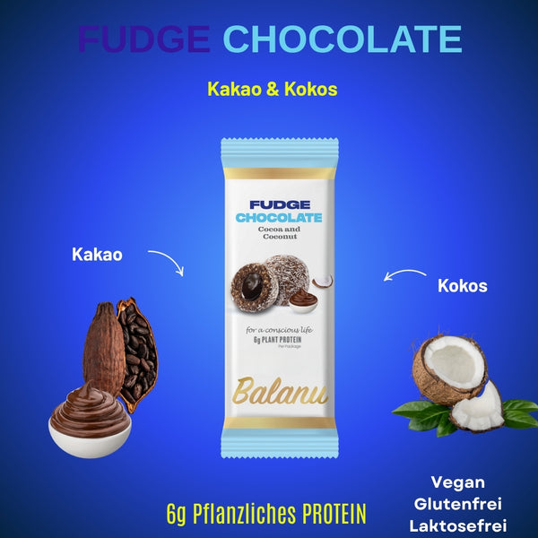 Fudge Schokolade Kakao und Kokosnuss 55 Gr x 6