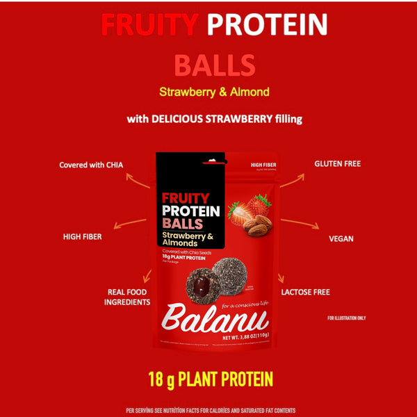 Protein Bällchen Erdbeere & Mandeln 110 Gr x 6