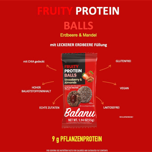 Protein Bällchen Erdbeere & Mandeln 55 Gr x 6