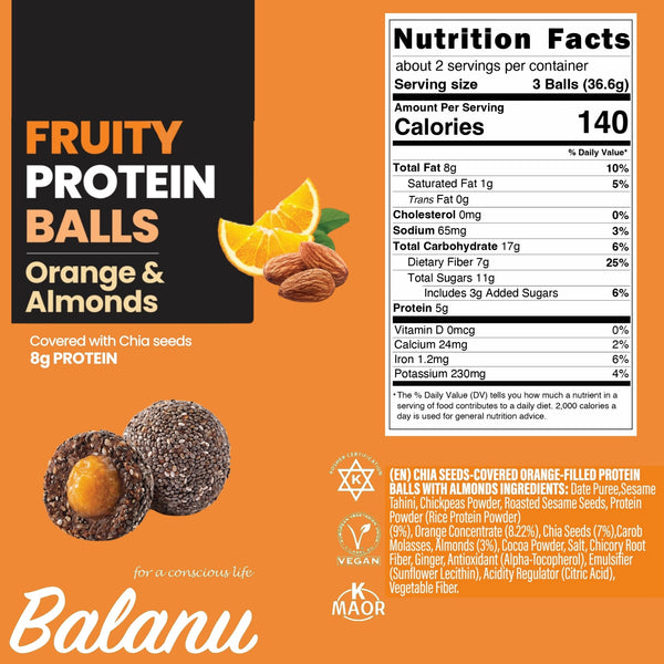 Fruity Protein Bällchen Orange & Mandeln 110 Gr x 6