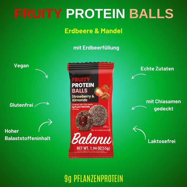 Protein Bällchen Erdbeere & Mandeln 55 Gr x 6