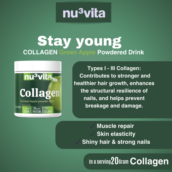 Collagenhaltiges & Grüner Apfel Pulvergetränk 225 Gr
