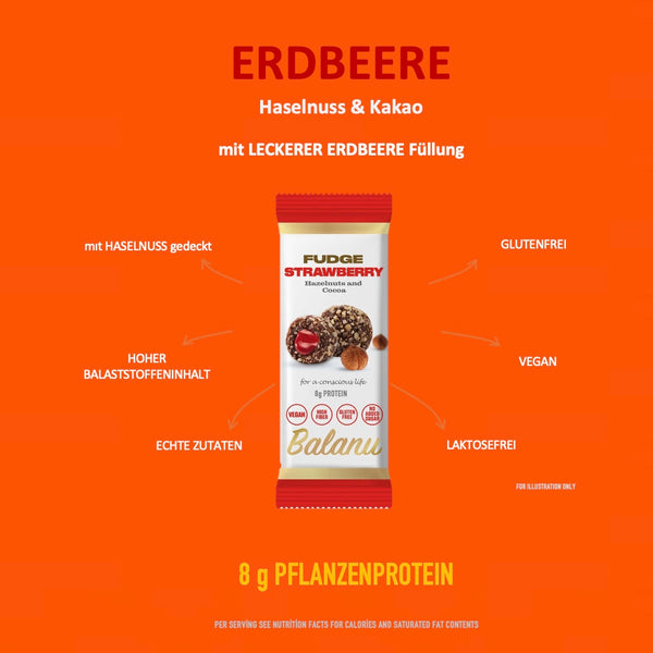 Fudge Erdbeere, Haselnüsse und Kakao 55 Gr x 6