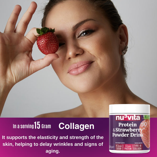 Collagenhaltiges & Erdbeer-Pulvergetränk 225 Gr