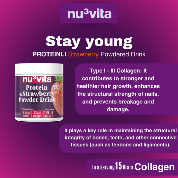 Collagenhaltiges & Erdbeer-Pulvergetränk 225 Gr