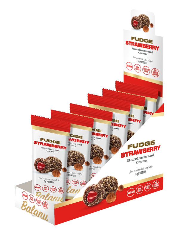 Fudge Erdbeere, Haselnüsse und Kakao 55 Gr x 6