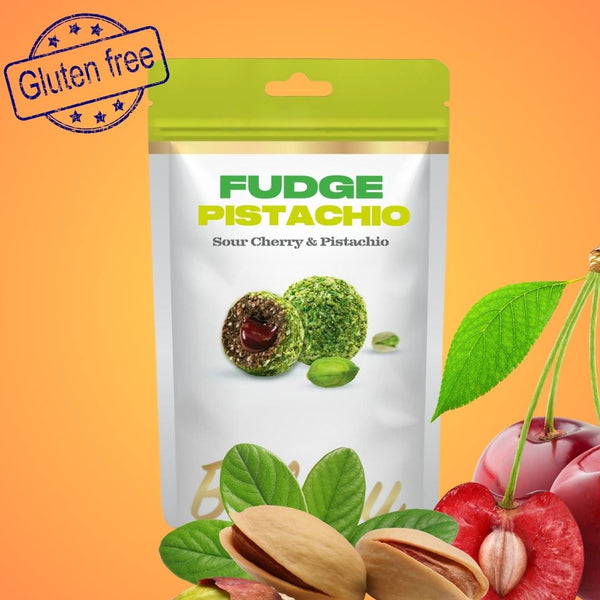 Sauerkirsch-Fruchtbällchen mit Pistazienüberzug Fudge 110g