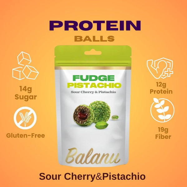 Sauerkirsch-Fruchtbällchen mit Pistazienüberzug Fudge 110g