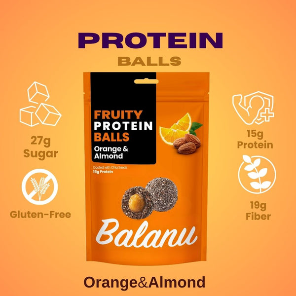 Fruchtige Orangen- & Mandel-Proteinbällchen 110g