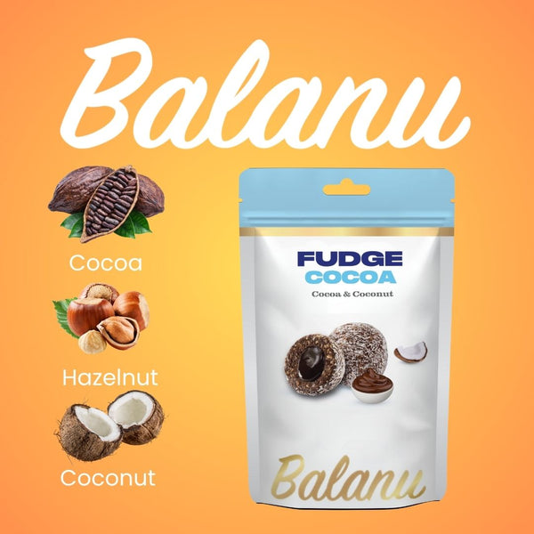 Kakaofruchtbällchen mit Kokosüberzug Fudge 110g