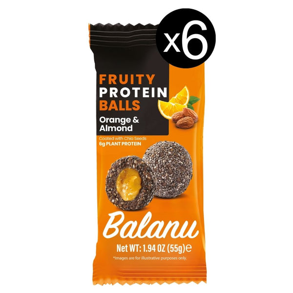 Fruchtige Orangen- & Mandel-Proteinbällchen 55g x6 Stück
