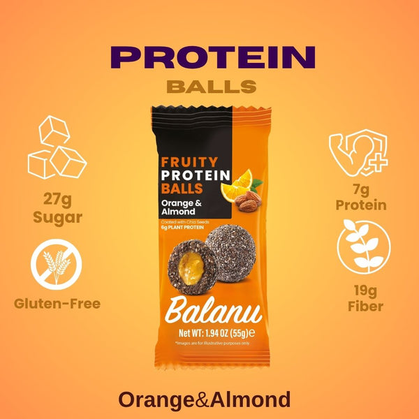 Fruchtige Orangen- & Mandel-Proteinbällchen 55g x6 Stück