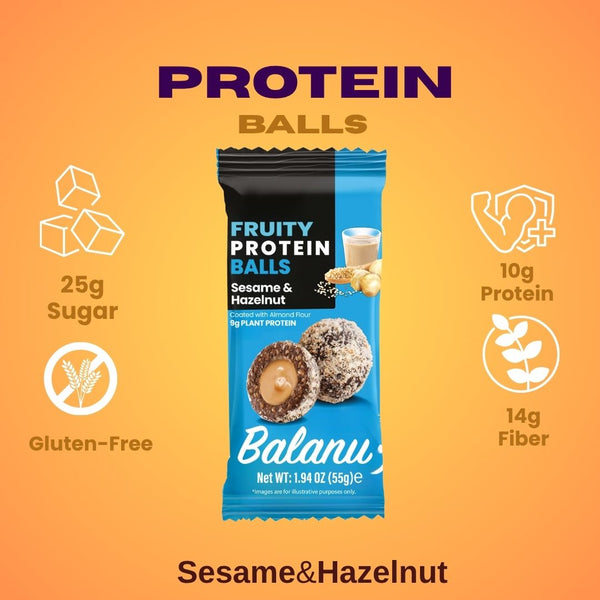 Fruchtige Tahini- & Haselnuss-Proteinbällchen 55g x 6 Stück