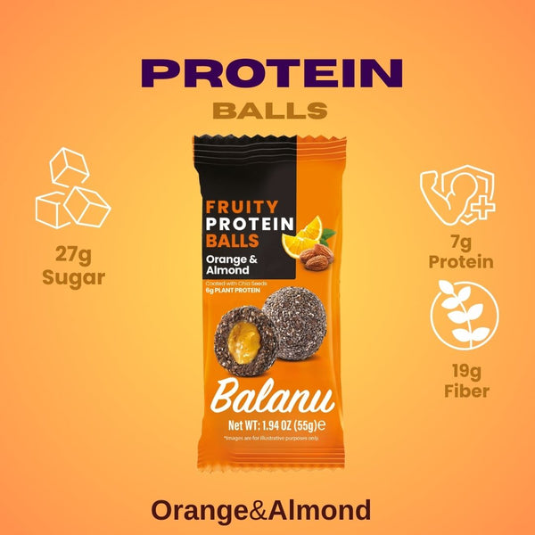 Fruchtige Orangen- & Mandel-Proteinbällchen 55g x6 Stück