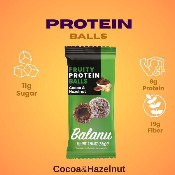 Fruchtige Kakao- & Haselnuss-Proteinbällchen 55g x6 Stück