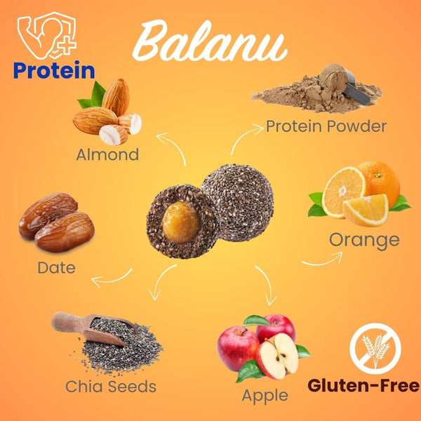 Fruchtige Orangen- & Mandel-Proteinbällchen 55g x6 Stück