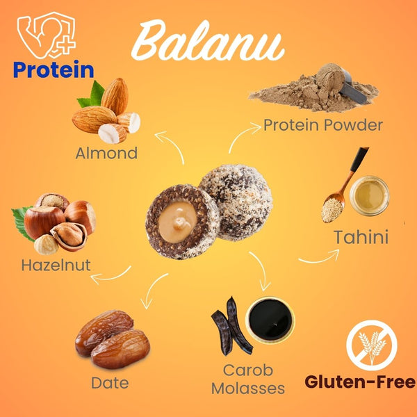 Fruchtige Tahini- & Haselnuss-Proteinbällchen 55g x 6 Stück