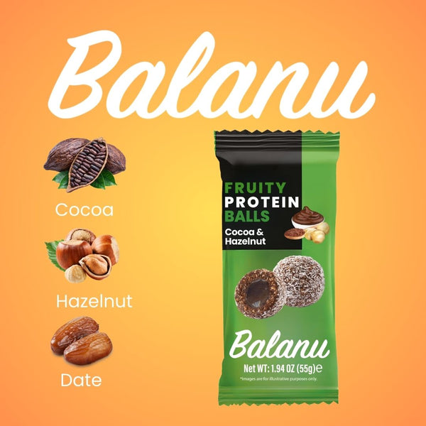 Fruchtige Kakao- & Haselnuss-Proteinbällchen 55g x6 Stück