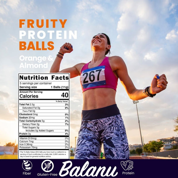 Fruchtige Orangen- & Mandel-Proteinbällchen 55g x6 Stück