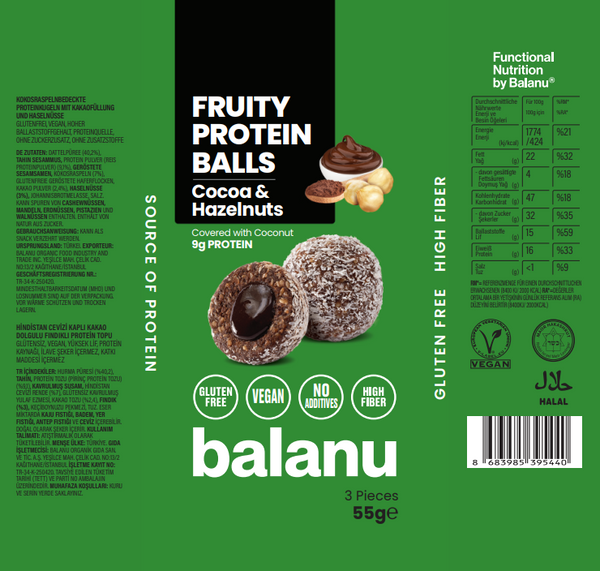 Balanu Fruity Protein Balls Cocoa & Hazelnuts 55 g x 6