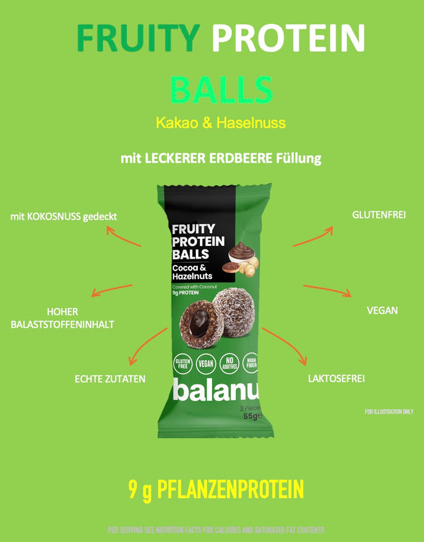 Balanu Fruity Protein Balls Cocoa & Hazelnuts 55 g x 6