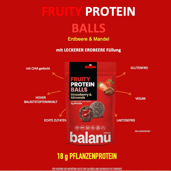 Balanu Fruity Protein Balls Strawberry &amp; Almonds 110g x6