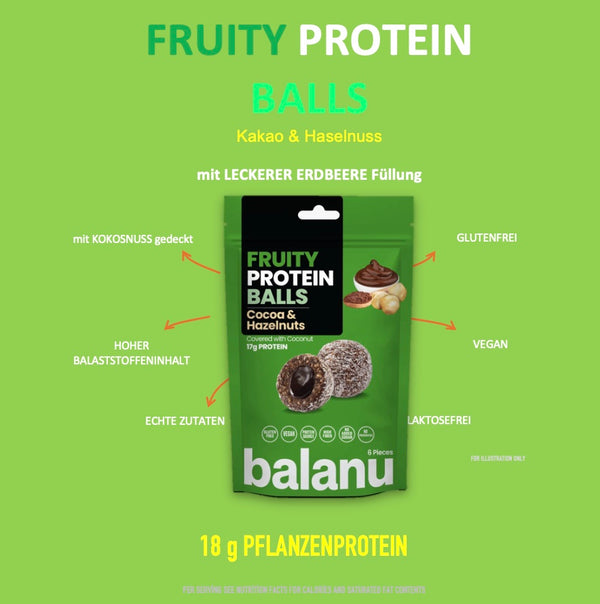 Balanu Fruity Protein Balls Cocoa &amp; Hazelnuts 110g x6