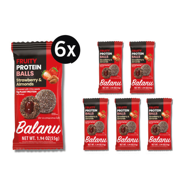 Balanu Fruity Protein Balls Strawberry &amp; Almonds 55 gx 6