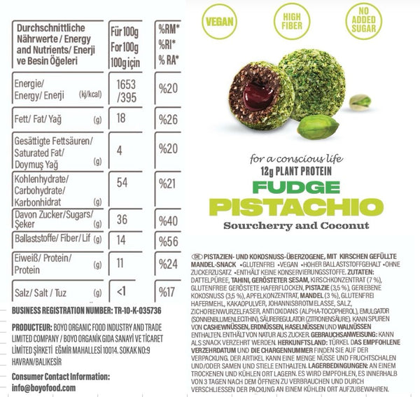 Fudge Cherry and Pistachio Snack 55g x6