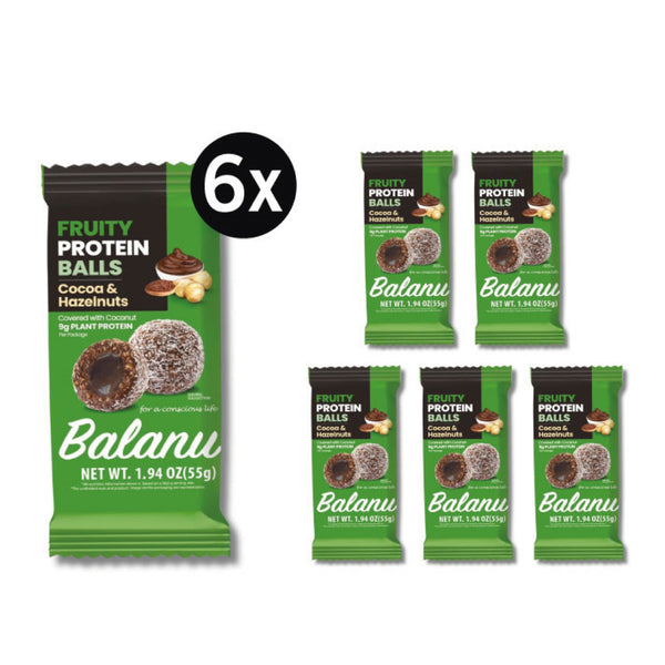 Balanu Fruity Protein Balls Cocoa & Hazelnuts 55 g x 6