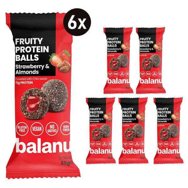 Balanu Fruity Protein Balls Strawberry &amp; Almonds 55 gx 6